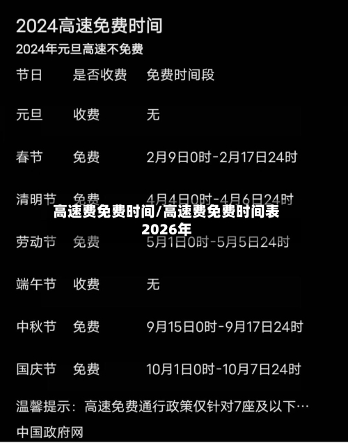 高速费免费时间/高速费免费时间表2026年-第2张图片