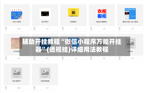 辅助开挂教程“微信小程序万能开挂器	”(透视挂)详细用法教程-第2张图片