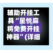 辅助开挂工具“星悦麻将免费开挂神器”(详细开挂教程)-第1张图片