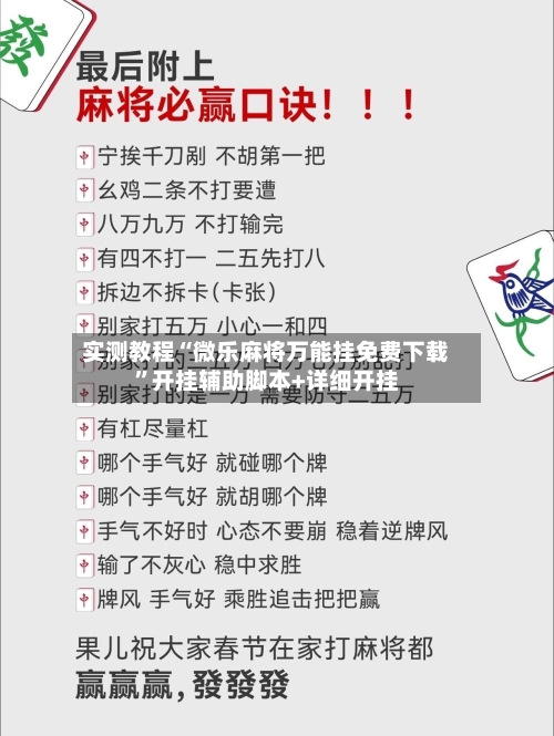 实测教程“微乐麻将万能挂免费下载	”开挂辅助脚本+详细开挂-第2张图片