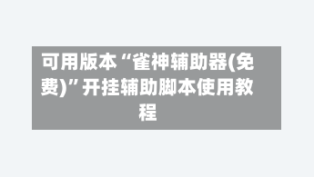 可用版本“雀神辅助器(免费)”开挂辅助脚本使用教程-第1张图片