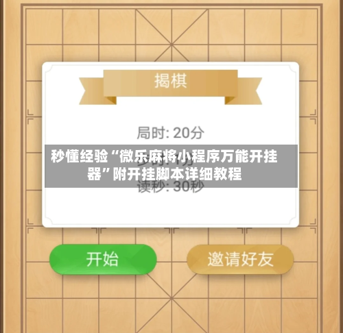 秒懂经验“微乐麻将小程序万能开挂器”附开挂脚本详细教程-第2张图片