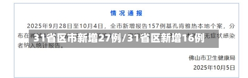 31省区市新增27例/31省区新增16例-第1张图片