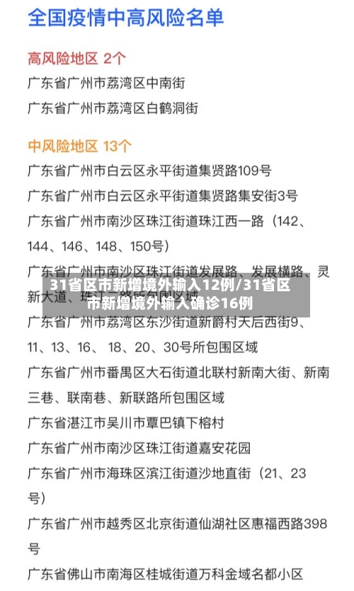31省区市新增境外输入12例/31省区市新增境外输入确诊16例-第2张图片