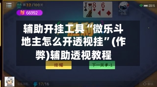 辅助开挂工具“微乐斗地主怎么开透视挂	”(作弊)辅助透视教程-第2张图片