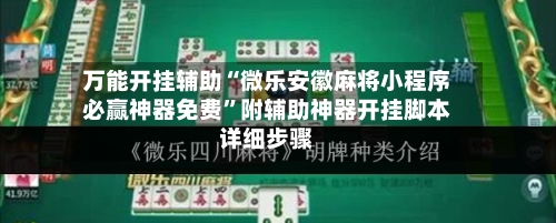 万能开挂辅助“微乐安徽麻将小程序必赢神器免费”附辅助神器开挂脚本详细步骤-第2张图片