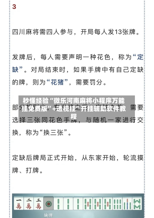 秒懂经验“微乐河南麻将小程序万能挂免费版”+透视挂”开挂辅助软件教程-第1张图片
