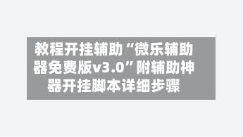 教程开挂辅助“微乐辅助器免费版v3.0”附辅助神器开挂脚本详细步骤-第3张图片