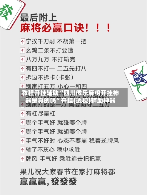 教程开挂辅助“四川微乐麻将开挂神器是真的吗”开挂(透视)辅助神器-第3张图片