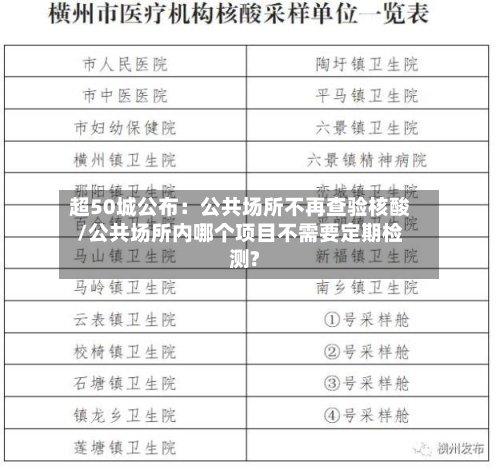 超50城公布：公共场所不再查验核酸/公共场所内哪个项目不需要定期检测?