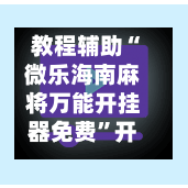教程辅助“微乐海南麻将万能开挂器免费”开挂(透视)辅助神器-第1张图片