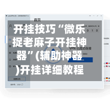 开挂技巧“微乐捉老麻子开挂神器”(辅助神器)开挂详细教程-第2张图片