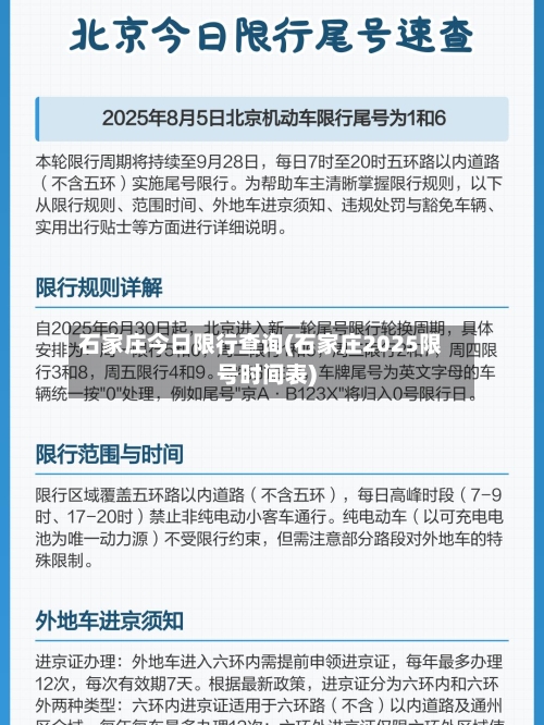 石家庄今日限行查询(石家庄2025限号时间表)-第1张图片