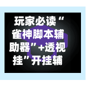 玩家必读“雀神脚本辅助器”+透视挂”开挂辅助软件教程-第2张图片