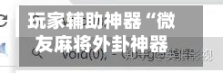 玩家辅助神器“微友麻将外卦神器通用版	”开挂(透视)辅助神器-第1张图片