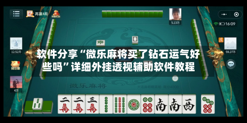 软件分享“微乐麻将买了钻石运气好些吗”详细外挂透视辅助软件教程-第1张图片