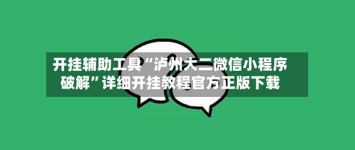 开挂辅助工具“泸州大二微信小程序破解”详细开挂教程官方正版下载-第2张图片