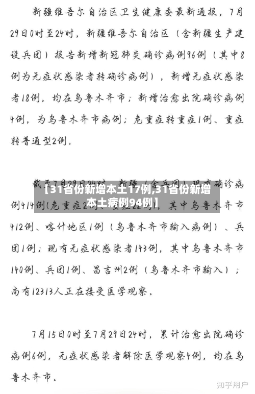 【31省份新增本土17例,31省份新增本土病例94例】-第1张图片