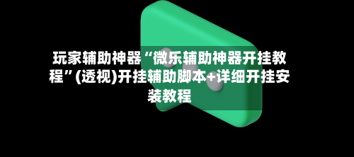 玩家辅助神器“微乐辅助神器开挂教程”(透视)开挂辅助脚本+详细开挂安装教程-第3张图片