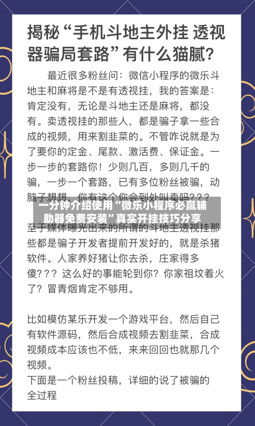 一分钟介绍使用“微乐小程序必赢辅助器免费安装”真实开挂技巧分享-第2张图片