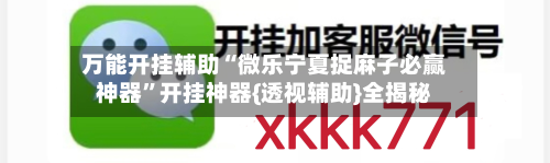 万能开挂辅助“微乐宁夏捉麻子必赢神器”开挂神器{透视辅助}全揭秘-第2张图片