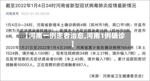 【河南一例患者治愈,河南1例确诊】-第2张图片