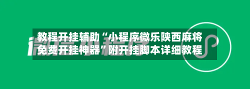 教程开挂辅助“小程序微乐陕西麻将免费开挂神器	”附开挂脚本详细教程-第2张图片